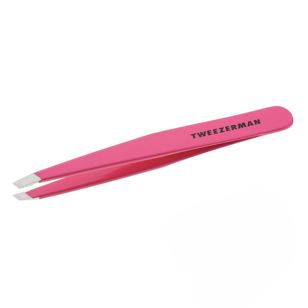 Stainless Steel Slant Tweezer - Eyebrow Tweezers for Women and Men (Neon Pink)
