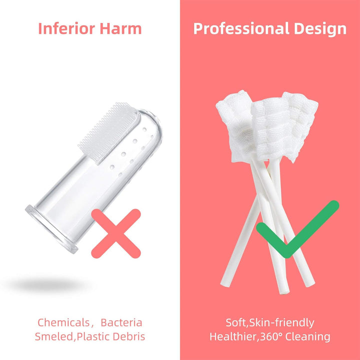 Baby Tongue Cleaner, Newborn Toothbrush, 48PCS Disposable Infant Clean Mouth,Gauze Gum Cleaner Baby Oral Cleaning Stick Dental Care for 0-36 Month