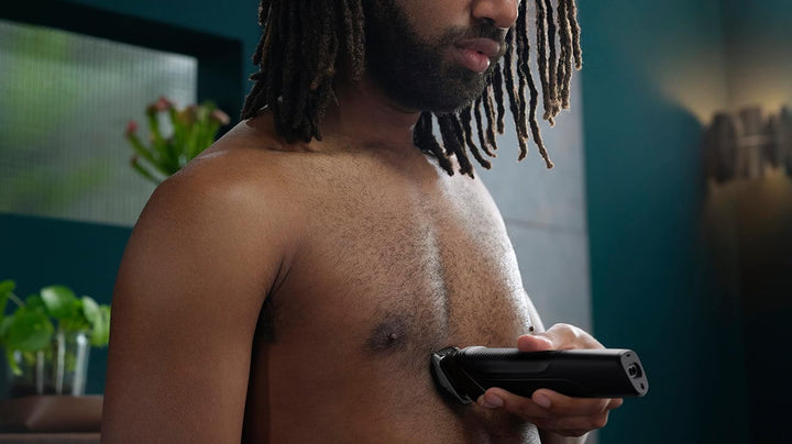 Multigroom Series 5000 18 Piece, Beard Face, Hair, Body and Intimate Hair Trimmer for Men - NO BLADE OIL MG5910/49