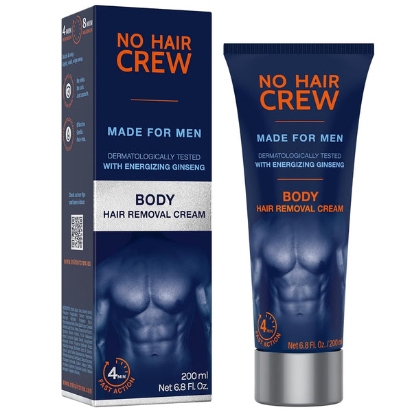 Body at Home Hair Removal Cream for Manscaping Unwanted Hair with Energizing Ginseng, Premium Depilatory, Painless & Flawless, Made for Men, 200Ml