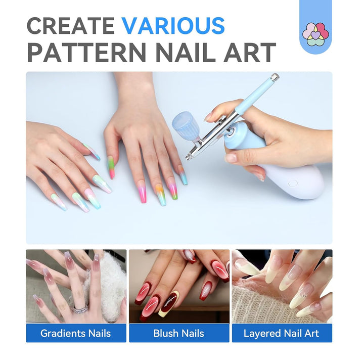 25 PSI Airbrush for Nails: Rechargeable Nail Airbrush Machine 3 High-Pressure Modes Cordless Airbrush Kit with Compressor 0.3 Mm Nano Nozzle Airbrush Paint Airbrush Makeup for Nails Art