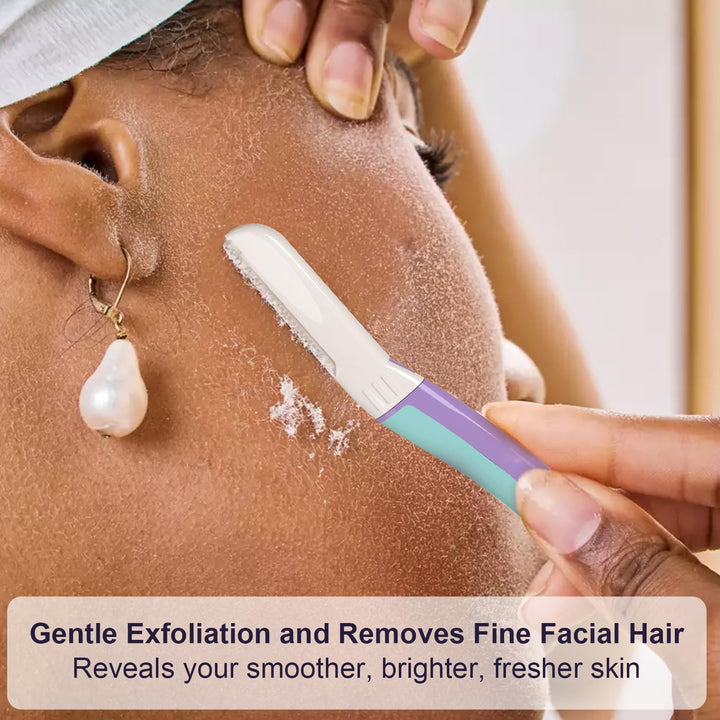 Dermaplane Razor for Women Face - Facial Razor for Women - Eyebrow & Face Razors, Exfoliating Microblades, Peach Fuzz Remover, Dermaplaning & Skin Care Tool, Travel Essentials, (12 Pcs, Wisteria)