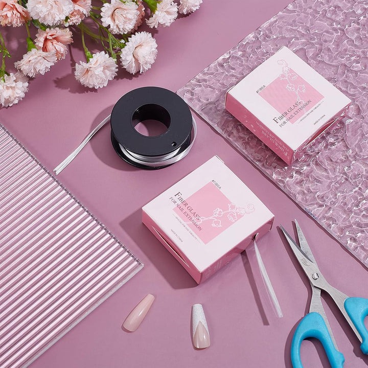 2PCS 3M False Nail Extension Fiber, Nail Extension Fibers Adjustable Shape Nails Lengthening Fibers Tools, DIY Fiberglass Nail Art Makeup Supplies for Home Salon