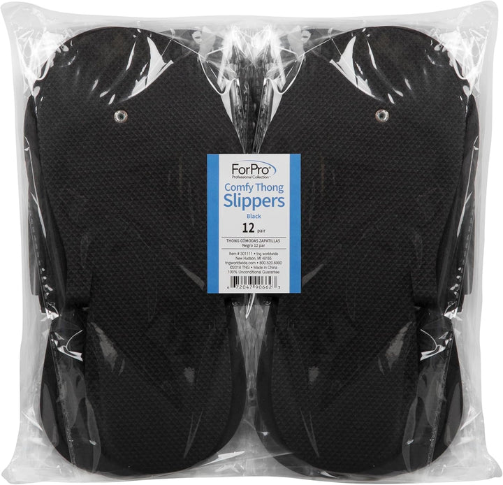 Comfy Pedi Slippers, Disposable Foam Pedicure Slippers for Nail Salons and Spas, Individually-Wrapped, 12-Pair