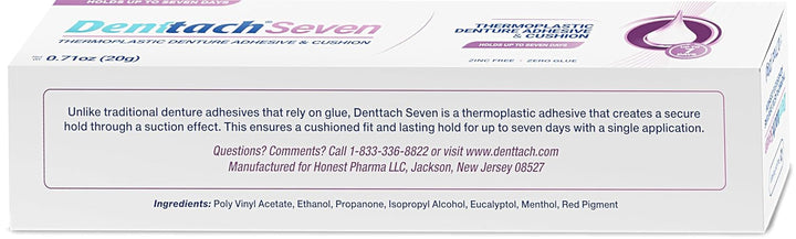 Seven Denture Adhesive, Thermoplastic Denture Adhesive, Cushion, Reliner for Upper and Lower Dentures, Comfortable, Secure Denture Grip for up to 7 Days, Non Glue, Zinc Free