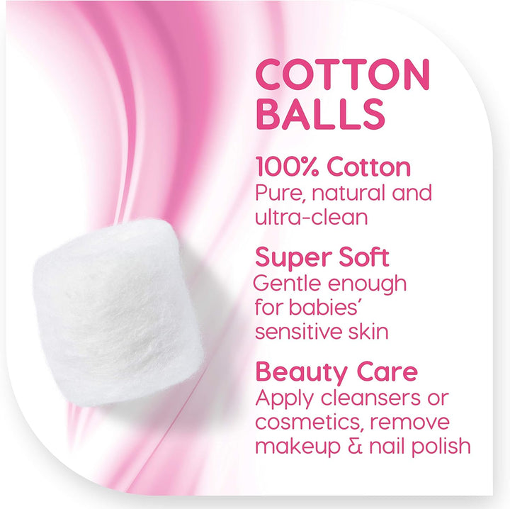Simply Soft Premium Cotton Balls (600 Count), 100% Pure Cotton, Large Cotton Balls for Face and Nail Polish Remover