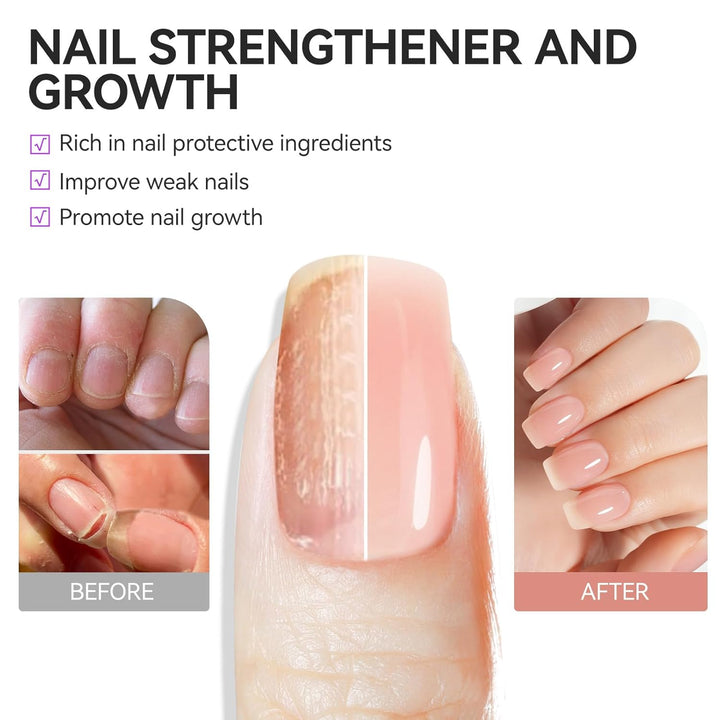 Nail Growth Strengthener for Woman: Nude Blush 6 in 1 Natural Nail Hardener Extra Strong and Growth - Nail Polish Hardener for Weak and Damaged Nails