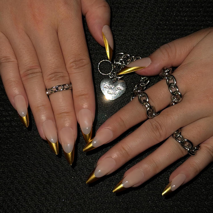 Stiletto Press on Nails Extra Long Fake Nails with Glue Glossy False Nails with Black Gradient Designs Full Cover Almond Acrylic Nail 24Pcs