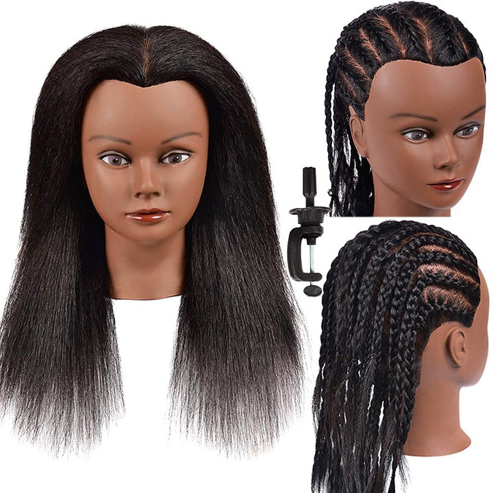 26"-28" Mannequin Head Styling Mannequin Head for Hair Styling and Free Table Stand Training Head Manikin Cosmetology Doll Head with Long Fiber Hair Hairdresser Practice Head for Stylist