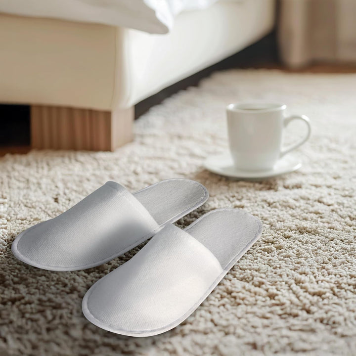 28 Pairs Disposable Slippers for Guests,Bulk Slippers for Hotel,Spa,Travel,Shoeless Home,Spa Slippers with Pouch,Non-Slip(White)
