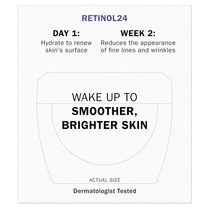 Retinol 24 Face Moisturizer, Anti-Aging Night Cream for Women, Fragrance-Free, Non Greasy - Anti-Wrinkle, Smooth Fine Lines, Tightening, Hydrating Skin Care - Peptides, Glycerin, 1.7 Oz