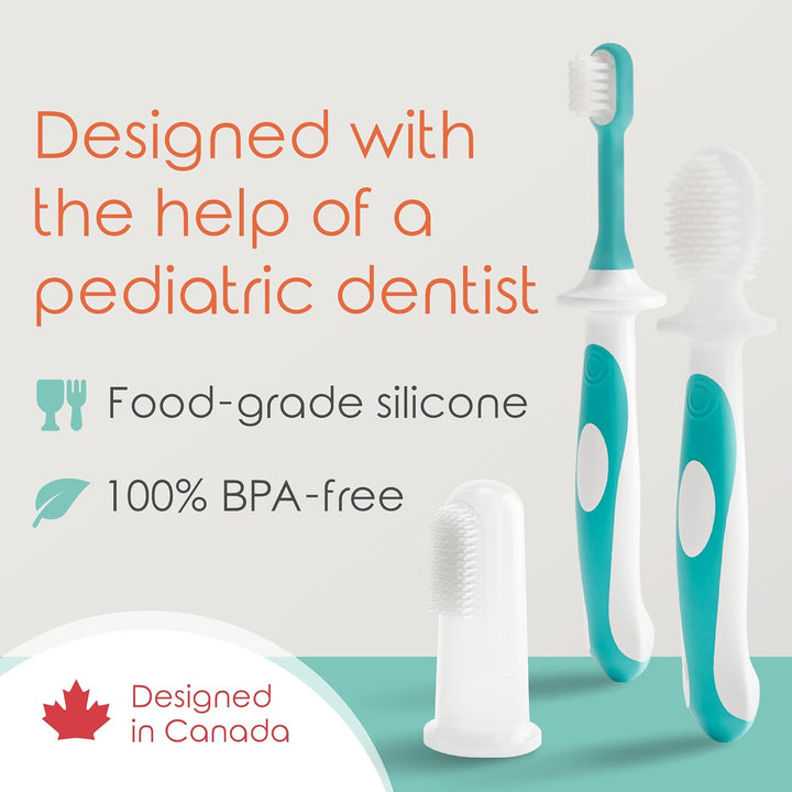 Baby Toothbrush & Toddler Toothbrush Set (0-2 Years) - Bpa-Free & Safety-Tested, 2023 Award Winner, Food-Grade Silicone (Teal)