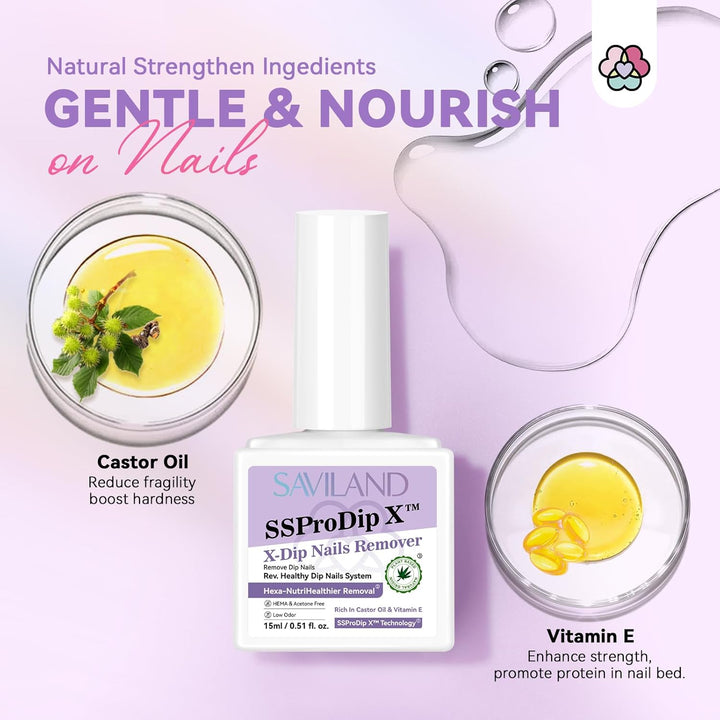 Dip Powder Remover 2 Pcs: Professional Dip Nail Remover Kit Gentle & Safe Remove Dip Nails with Cuticle Oil Nail File Tools No Need Soaking or Wrapping 0.5 Floz Home Use