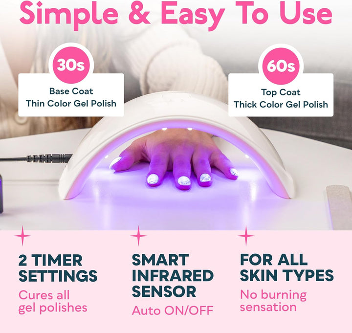 UV LED Nail Lamp, Nail Dryer for Gel Polish UV Light for Nails with Sensor 2 Timers SUN9C Pink Gift for Women Girls