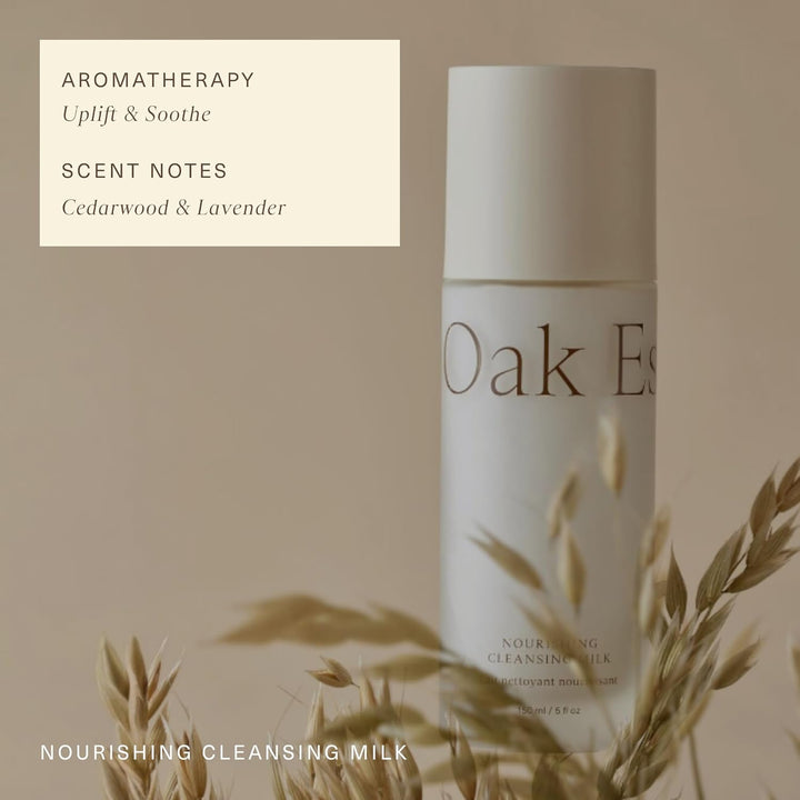 Nourishing Cleansing Milk | Gentle Makeup Remover Face Wash with Oat Amino Acids, Rice Bran & Rosemary Extract, 5 Oz