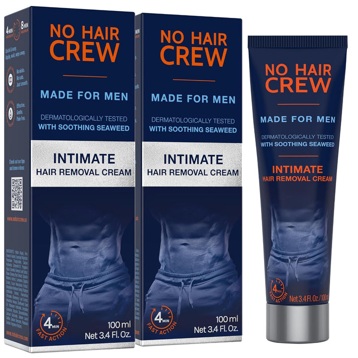 Intimate/Private at Home Hair Removal Cream for Men - Painless, Flawless, Soothing Depilatory for Unwanted Coarse Male Body Hair, 100Ml