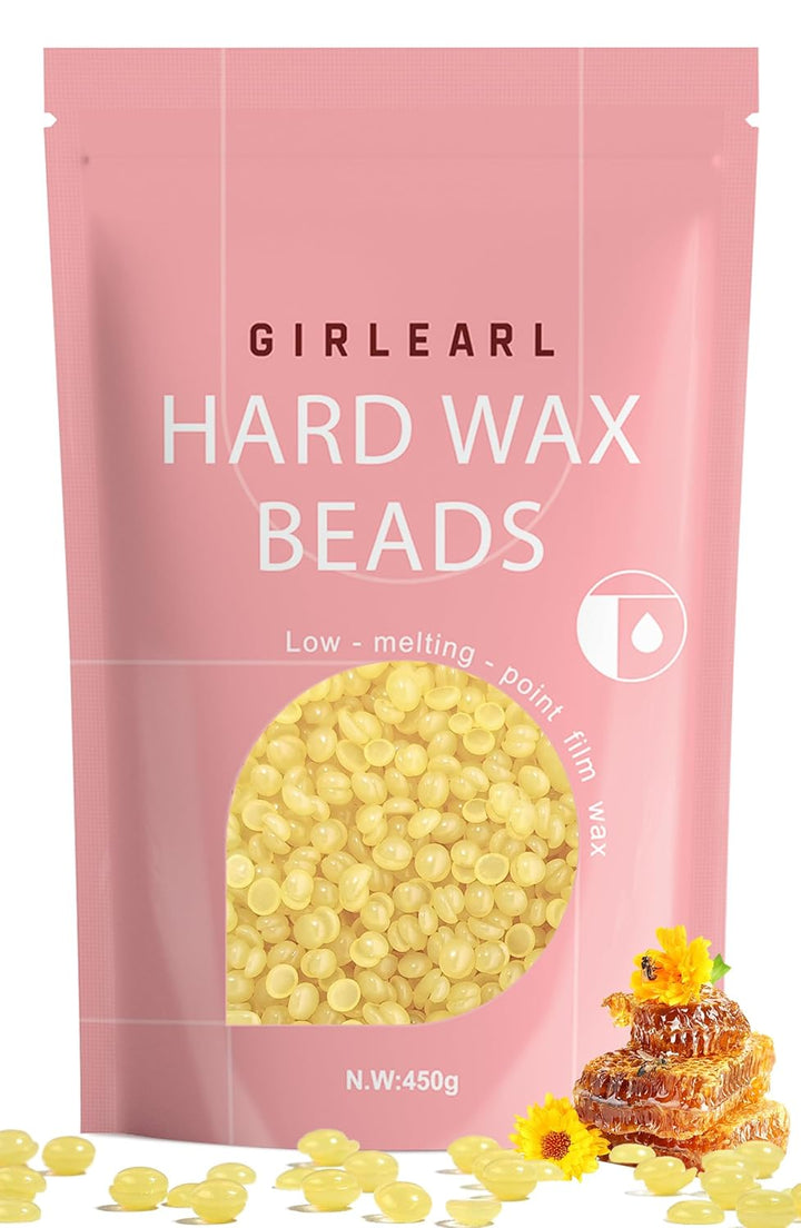 Hard Wax Beads, 1Lb Wax Beans for Hair Removal Sensitive Skin with Rose Formula, Perfect for Full Body, Facial, Brazilian Bikini, and Legs at Home Wax Refill for Women Men (Pink)
