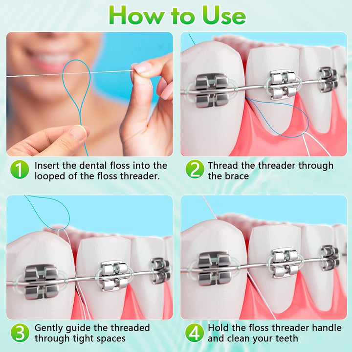 Floss Threaders, Orthodontic Threader, Ultraclean Access Tool for Maintaining Oral Health with Braces, Bridges, and Implants 250 Count