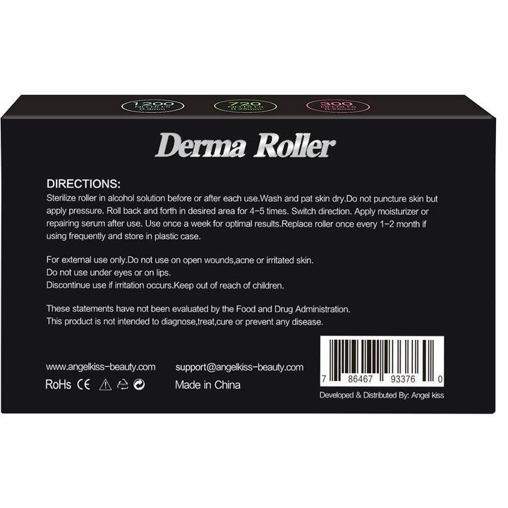 Derma Roller for Face and Body -  4 in 1 Titanium Microneedling Roller Kit Micro Needle Microneedle Roller, 300 and 720 Needles 0.25Mm,1200 Needle 0.3Mm, Microdermabrasion Roller Men Women