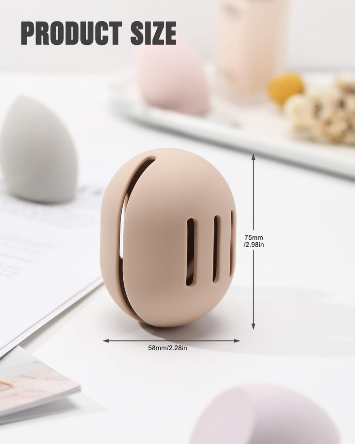 Makeup Sponge Holder – Shatterproof Eco-Friendly Silicone Beauty Make up Blender Case for Travel - Khaki