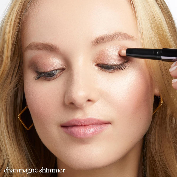 Eyeshadow 101 Cream-To-Powder Waterproof Shadow Stick – Champagne Shimmer – Long-Lasting, Crease-Proof, Medium Golden-Beige Shimmer Cream Eyeshadow with Built-In Smudger