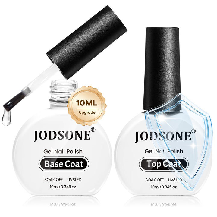 2 Bottles 10Ml of Top Coat Base Coat Gel Polish Set Bright Surface at Home DIY Nail Salon Girl Gift, Transparent