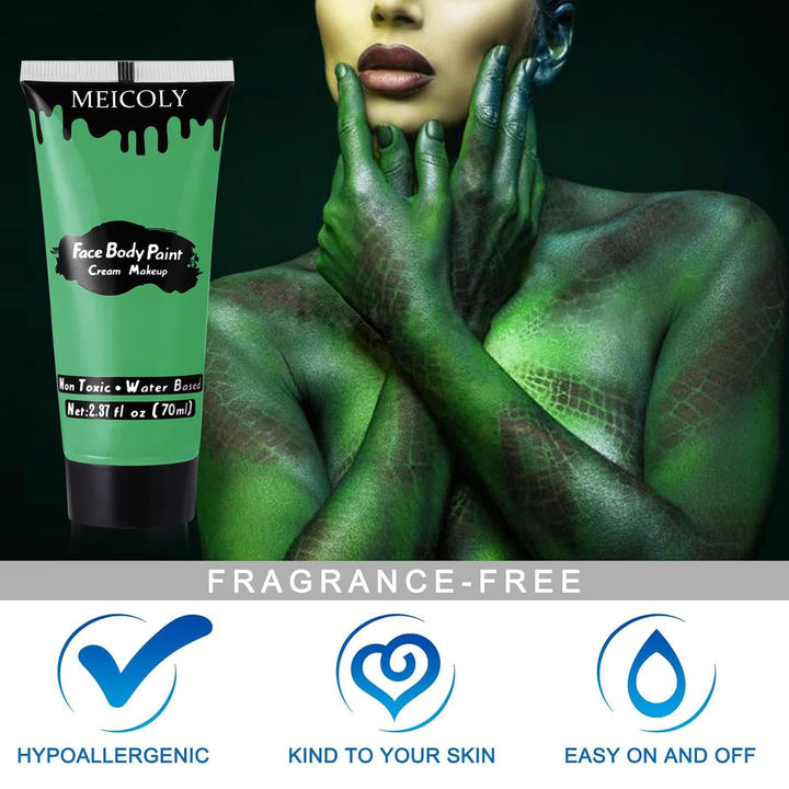 Green Face Body Paint,Halloween SFX Witch Makeup Elphaba Costume Face Paint,Camouflage Gamora Hunting Hulk Body Paint for Adults and Kids,St. Patrick’S Day Face Paint Makeup Accessories