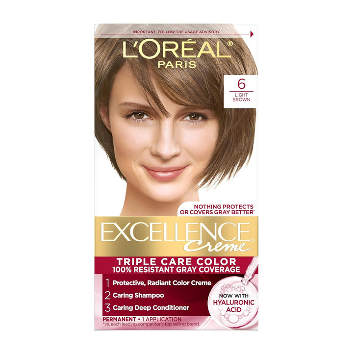 Excellence Crème Permanent Hair Dye, Triple Care Hair Color with Pro-Keratine Complex for 100% Gray Hair Coverage, 4 Dark Brown, 1 Kit