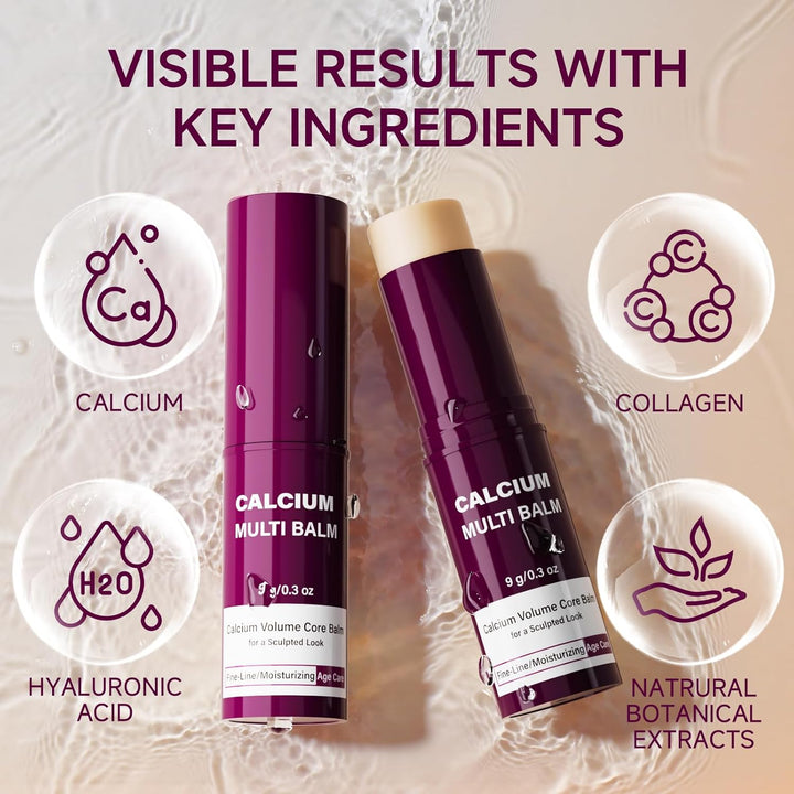 Cemenrete Calcium Multi Balm, Cemenrete Eye Stick, 2Pc Collagen All-In-One Moisturing Multi Stick for Face Eye Neck Hydrating Make up Base Mist Moisture Balm