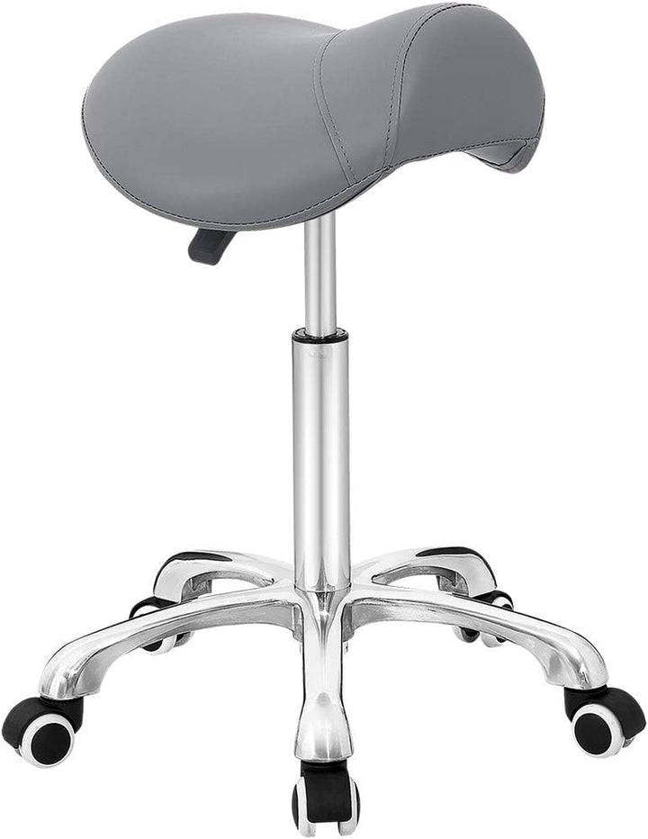 Saddle Stool Rolling Chair for Medical Massage Salon Kitchen Spa Drafting,Adjustable Hydraulic Stool with Wheels (Without Backrest, Black)