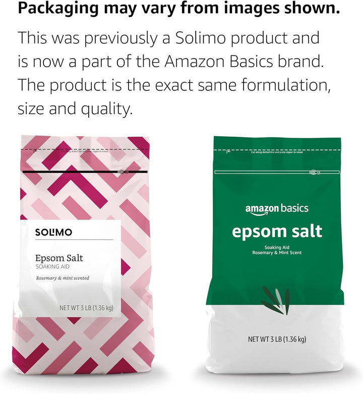 Epsom Salt Soaking Aid, Rosemary & Mint Scent, 3 Pound (Pack of 1) (Previously Solimo)