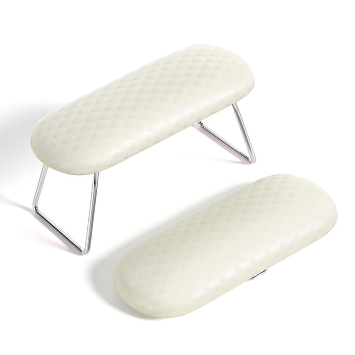 Nail Arm Rest, Foldable Leather Nail Arm Rest with Non-Slip Sleeve, Internal Sponge Filled Arm Rest Pillow with Metal Bracket, Nail Hand Rest for Home Use and Nail Salon Use (Black)