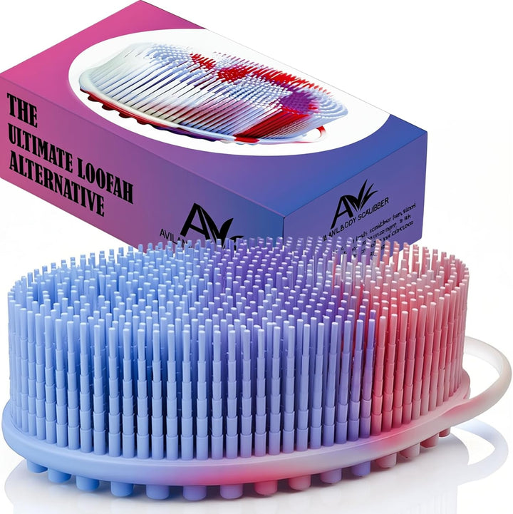 Silicone Body Scrubber – Gentle Shower Brush & Loofah Alternative- Food Grade & Lab Tested – Fast-Drying, Hygienic, Bpa-Free Silicone Body Gentle Exfoliator (Lavender, Massage)