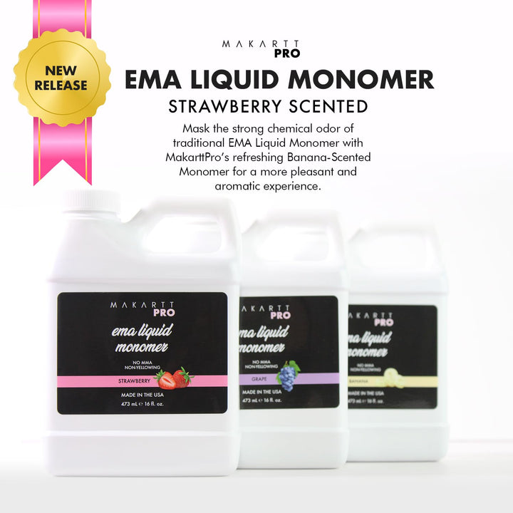Strawberry Scented Monomer for Acrylic Nail Sets and Acrylic Nail Kit, 16Oz - Medium to Fast Setting, MMA Free, Made in USA, Professional Quality Acrylic Liquid