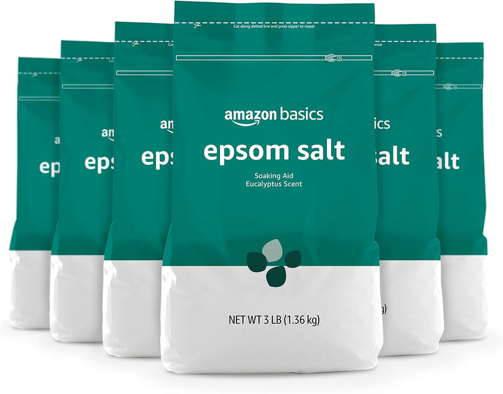 Amazon Brand - Solimo Epsom Salt Soaking Aid, Eucalyptus Scented, 3 Pound