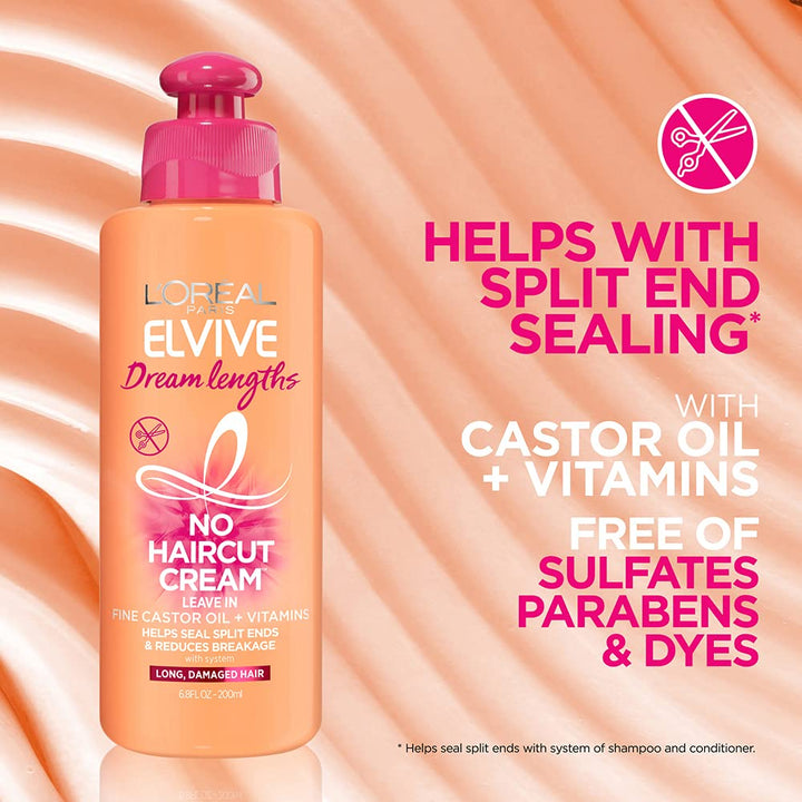 Elvive Dream Lengths No Haircut Cream Leave in Conditioner, 6.8 Fl. Oz.