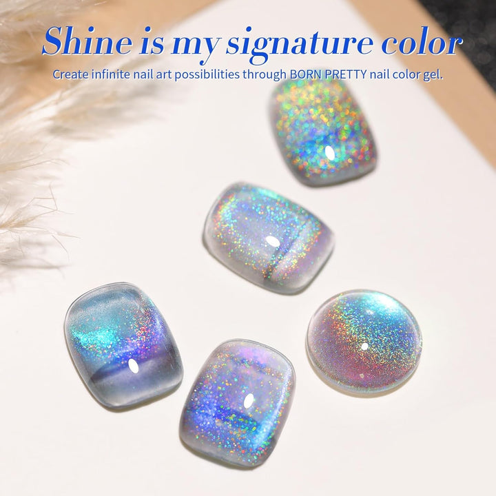 9D Cat Magnetic Eye Gel Nail Polish Holographic Rainbow Gel Polish Blue Purple Soak off U V LED Gel Polish Nail Art Design Manicure Salon DIY Home 15ML