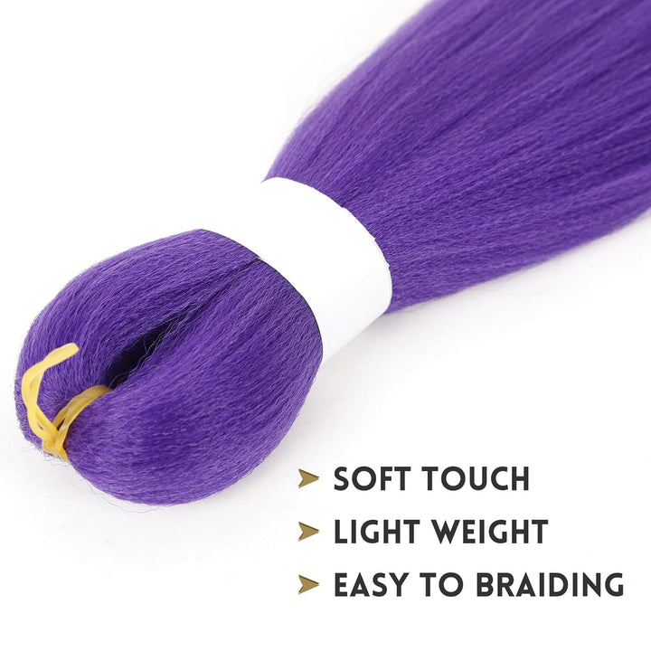 Long Purple Braiding Hair Pre Stretched Synthetic Braiding Hair Extensions for Braids, Purple Hair Extensions for Stage Party Halloween Costume Cosplay