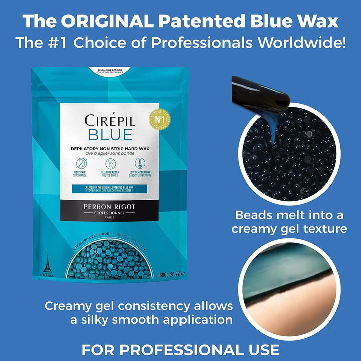 - Blue - 400G - 14.11 Oz Wax Beads Bag - All-Purpose, Unscented & No Strip Needed - Perfect for Sensitive Skin - Fluid Gel Texture, Easy Removal, Peel-Off Wax