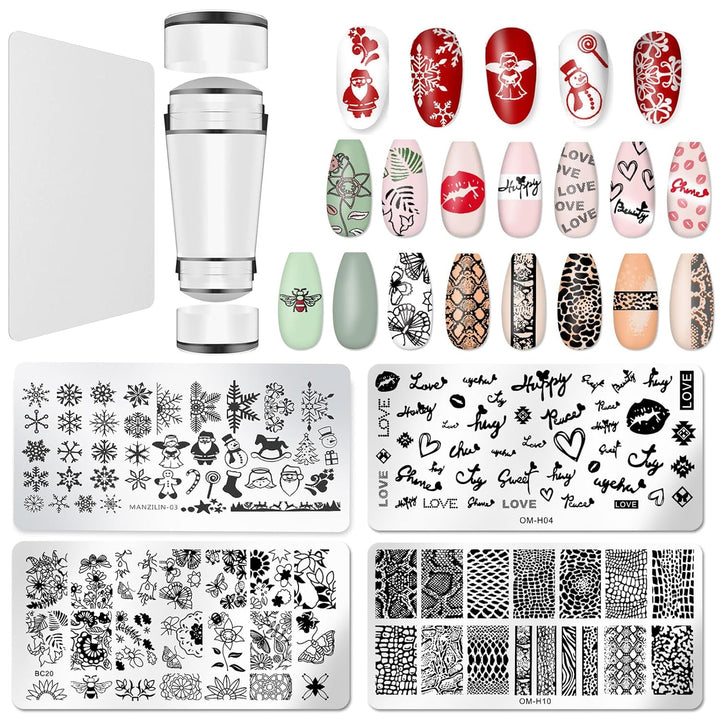 Nail Art Stamper, Clear Silicone Stamping Jelly with Scraper, Transparent Visible Body, No Misplacement for DIY Nail Decor, Home Manicure Starter Tool Salon, French Tip Stamp, 200-Time Using (Clear)