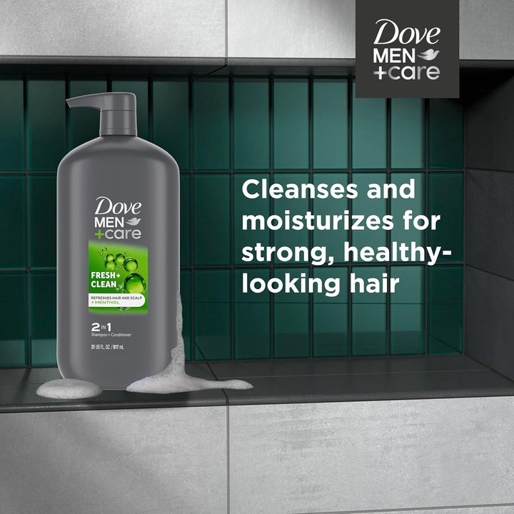Dove Men+Care 2 in 1 Shampoo and Conditioner Fresh & Clean for Clean Hair Shampoo and Conditioner for Stronger, Healthy Hair Everyday 31 Oz