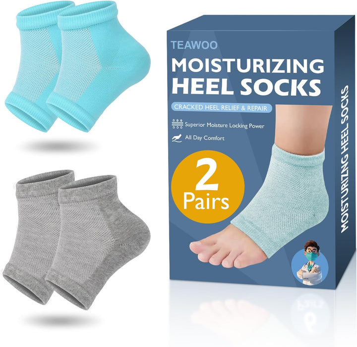 2 Pairs Silicone Socks for Dry Cracked Feet, Women'S Foot Socks for Moisturizing (Pink & Beige, Fits up to Size 9)