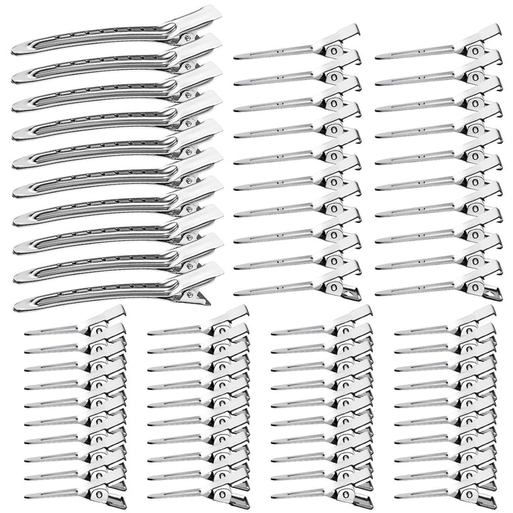 30PCS Metal Alligator Hair Clips, Duck Billed Salon Styling Clips with Holes, Heavy Duty Silver Hair Pins for Women, DIY Bows & Home Use (30 Mixed Sizes)