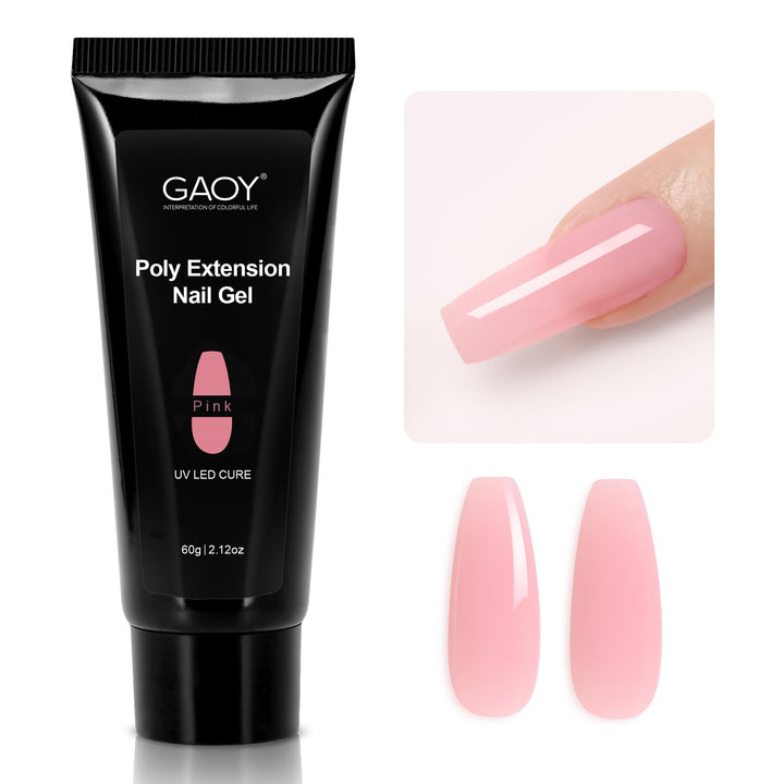 Poly Gel, 60G Nail Extension Gel, Pink Nude Builder Enhancement for Beginner & Professional Nail Art Salon DIY at Home