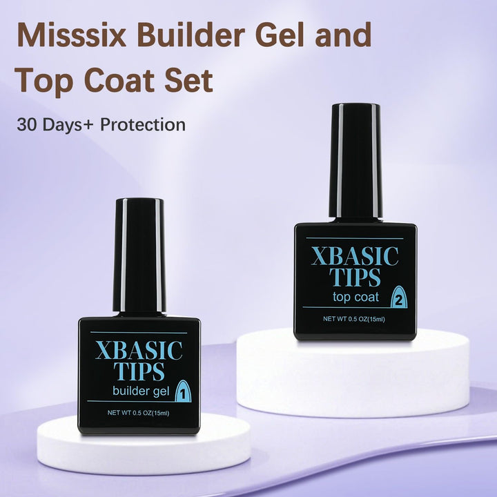 XBASICTIPS French Protecting Builder Gel and Top Coat, Prevent French Nail Tips Area Chipping, Protect French Press on Nails, 15Ml