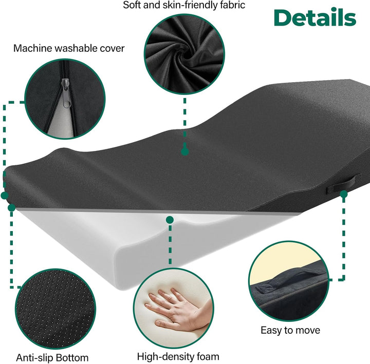 Lash Bed Topper, Ergonomic Curvy Massage Table Foam Topper, Non-Slip Esthetician Bed Cushion with Removable Cover for Beauty Salon, Wax/Eyelash/Spa/Tattoo/Facial, 71"×28"(Black)