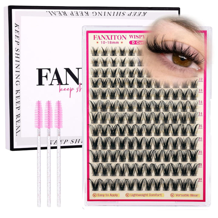 DIY Lash Extension Kit Volume Lash Clusters 40D+50D D Curvature Individual Lashes Lash Clusters Kit Thick Eyelash Extension Kit 280 Pcs Thin Band Cluster Lashes Lash Bond and Seal Tweezers