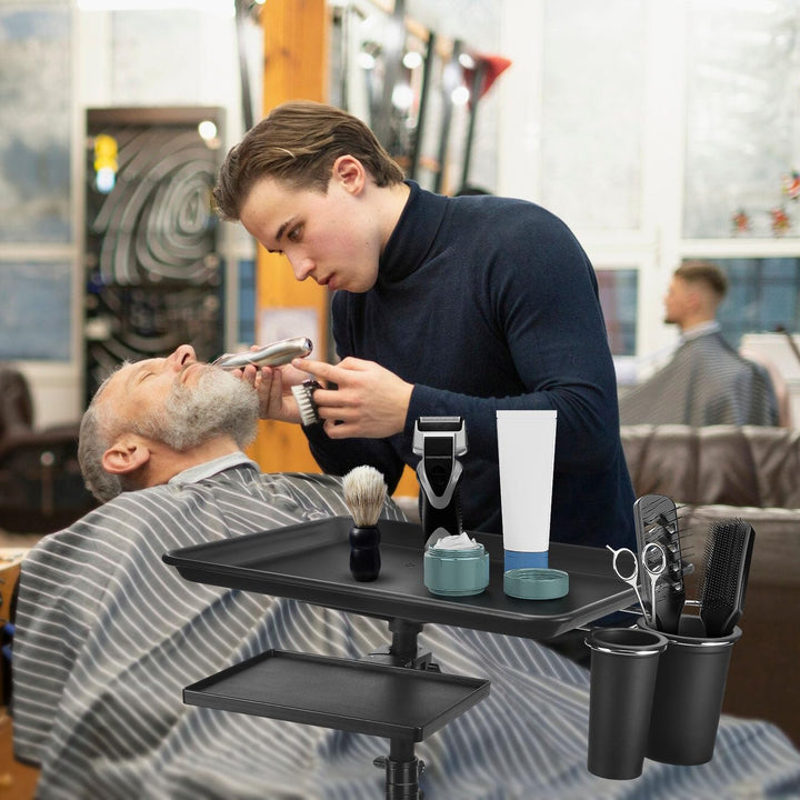 Salon Tray Cart on Wheels, Aluminum Tattoo Tray with Storage Platform, Adjustable Height Service Rolling Tray, Storage Tray Accessory for Salon Spa Dental Use, Rolling Tray Cart