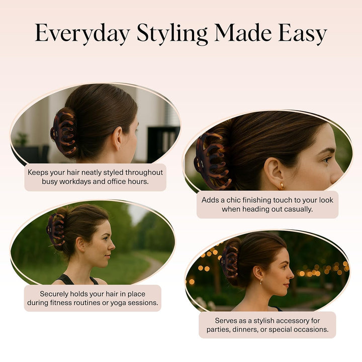 Octopus Claw Clips for Women - Cute & Stylish Hair Clips for Everyday Use, Octopus Claw Clip for Thick Hair | Ideal Gifts for Women - Black & Tortoise, 2Pcs