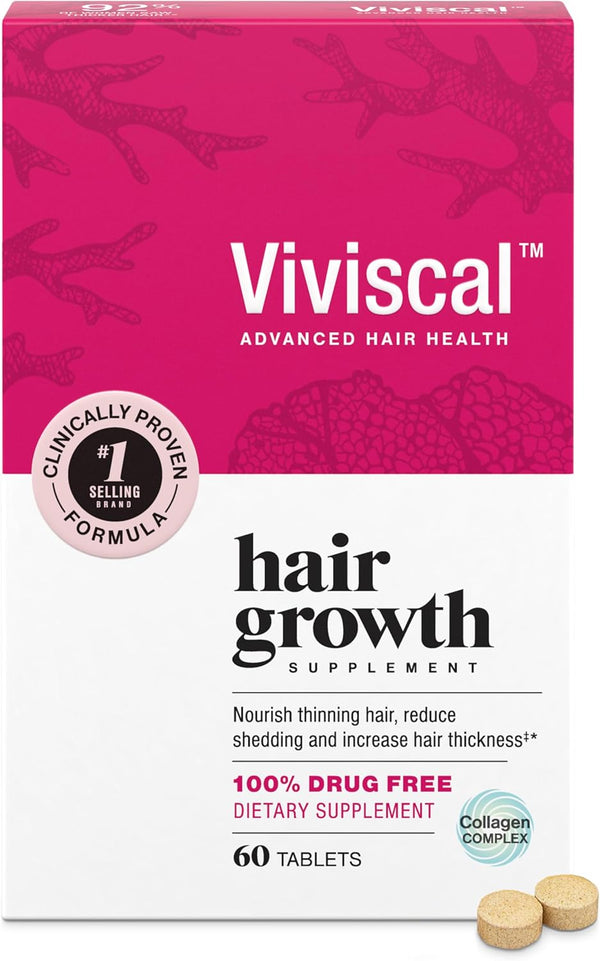 Hair Growth Supplements for Women for Thicker, Fuller Hair, Nourishes Thinning & Loss, with Proprietary Collagen Complex, 60 Tablets, 1 Month Supply